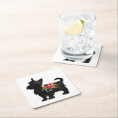 Yorkie Terrier Hondenras Boho Floral Silhouette Kartonnen Onderzetters (Insitu)