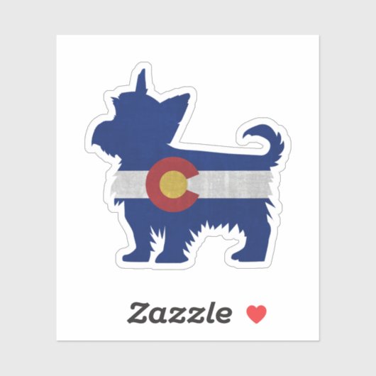 Yorkie Terrier Hondenras Colorado Flag Silhouette Sticker (Vel)
