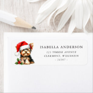 Yorkie Terrier Kerst Retouradres Etiket