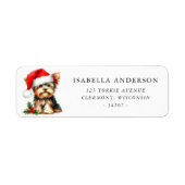 Yorkie Terrier Kerst Retouradres Etiket (Voorkant)