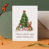 Yorkie terrier kerstwensen Vakantie Groeten Feestdagenkaart