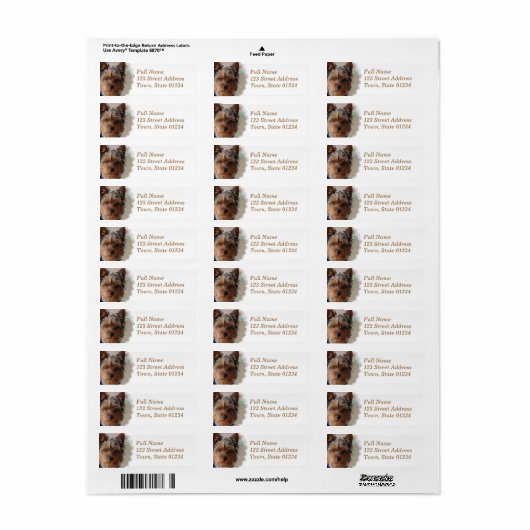 Yorkie Terrier Mailing Label (Full Sheet)