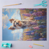 Yorkie Terrier Paarse lupine bloemen ontkoppeling Tissuepapier (Craft)