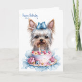 "Yorkie" the Yorkshire Terrier - Dog Cake Birthday Kaart (Voorkant)