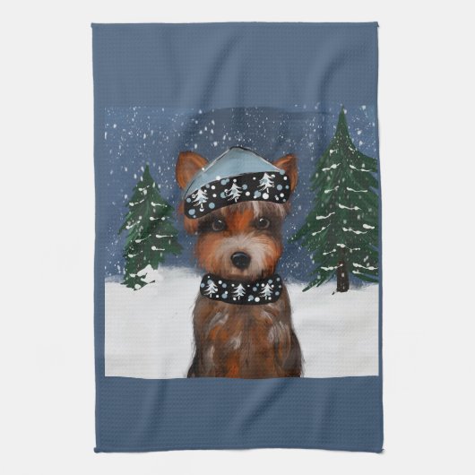 Yorkie theedoek (Verticaal)