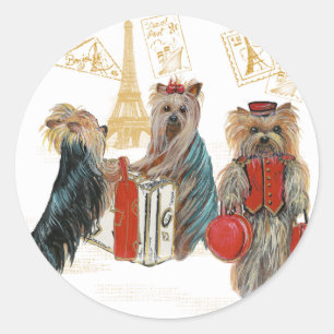 Yorkie Travel Paris Eiffeltoren Stickers