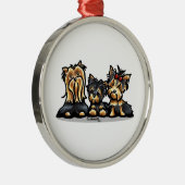 Yorkie Trio Metalen Ornament (Rechts)
