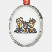 Yorkie Trio Metalen Ornament (Links)