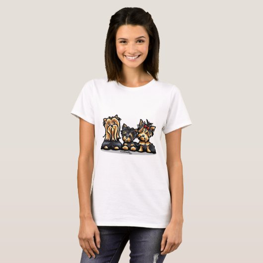 Yorkie Trio T-shirt (Voorkant volledig)