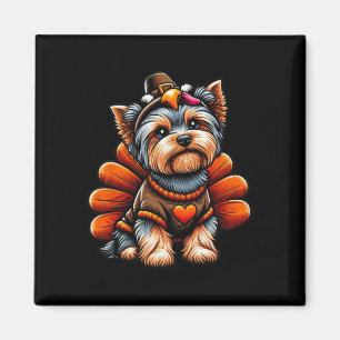 Yorkie Turkije Outfit Schattige Yorkshire Terrier  Magneet