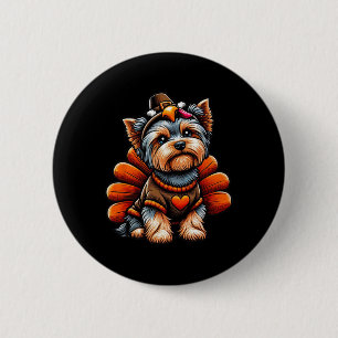 Yorkie Turkije Outfit Schattige Yorkshire Terrier Ronde Button 5,7 Cm