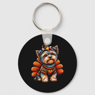 Yorkie Turkije Outfit Schattige Yorkshire Terrier Sleutelhanger