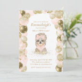 Yorkie Two Cute Roos Gold ballonfeest Kaart (Staand voorkant)