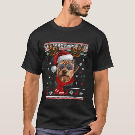 Yorkie Ugly Xmas Sweater Yorkshire Terrier Kerstmi T-shirt (Voorkant)
