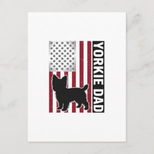 Yorkie Vader Patriottische Vintage Gravure Hond Sh Briefkaart