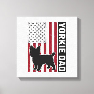 Yorkie Vader Patriottische Vintage Gravure Hond Sh Canvas Afdruk