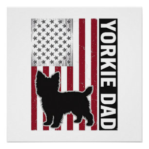 Yorkie Vader Patriottische Vintage Gravure Hond Sh Perfect Poster