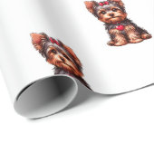 Yorkie Valentijnsdag - Wit Cadeaupapier (Rol Hoek)
