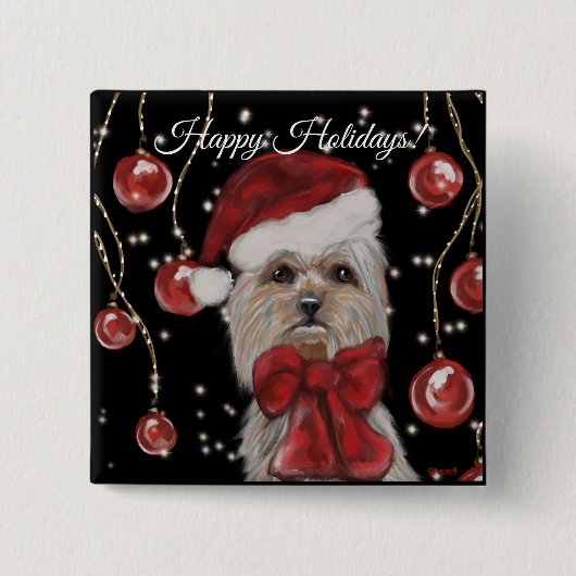 Yorkie Vierkante Button 5,1 Cm (Voorkant)