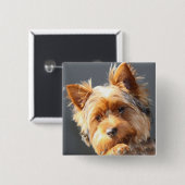 yorkie vierkante button 5,1 cm (Voorkant /achterkant)