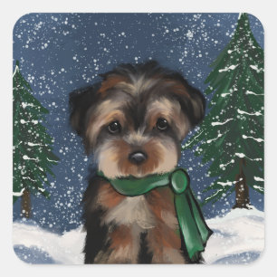 YORKIE VIERKANTE STICKER