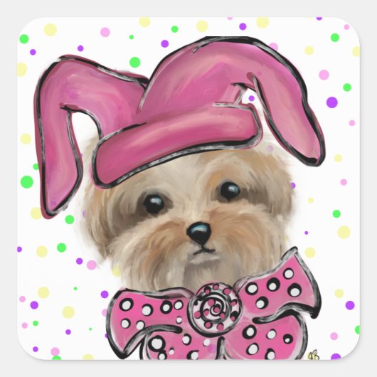 Yorkie Vierkante Sticker (Voorkant)