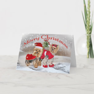 Yorkie Vrolijk Kerstfeest met Mistletoe kaarten