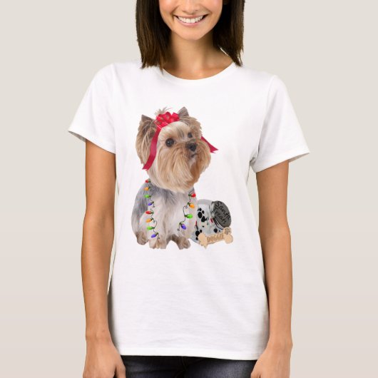 Yorkie Watches voor de kerstman T-shirt (Voorkant)