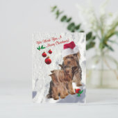 Yorkie we wensen je een vrolijk kerst Briefkaart 2 (Staand voorkant)