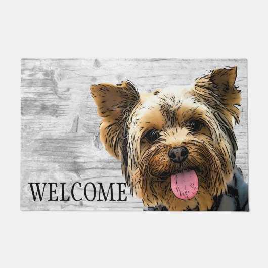 Yorkie Welcome Cute Dog Pet Yorkshire Terrier Deurmat (Voorkant)
