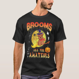 Yorkie Witch Flying Op Maan Geesten Brooms zijn vo T-shirt