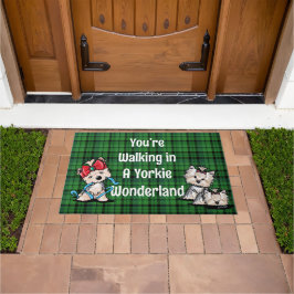 Yorkie Wonderland Kerstdeurmat Deurmat
