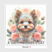Yorkie Woofing You Happy Moederdag - Sticker (Vel)