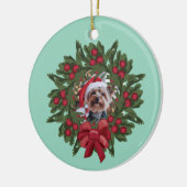 Yorkie Wreath Christmas Ornament (Links)