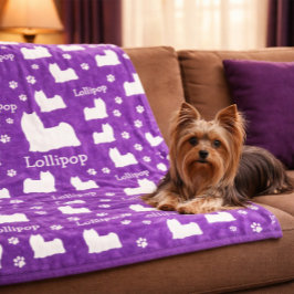 Yorkie Yorkshire Hond Paarse Persoonlijke Deken