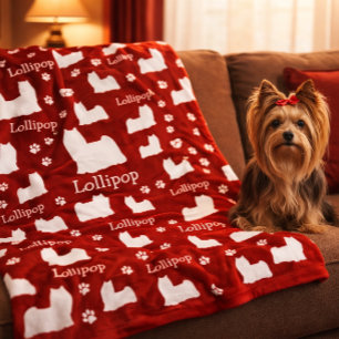 Yorkie Yorkshire Hond Rode Persoonlijke Hondendeke Fleece Deken