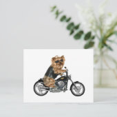 Yorkie Yorkshire Terrier Biker Briefkaart (Staand voorkant)
