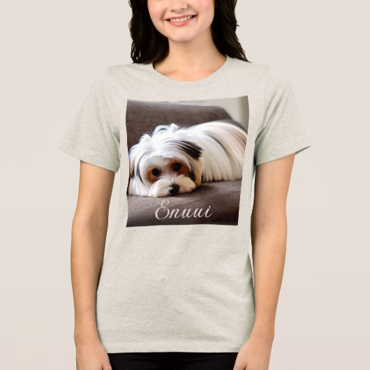 Yorkie, Yorkshire Terrier, Ervaren Ennui Tri-Blend Shirt (Voorkant)