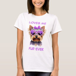 Yorkie Yorkshire Terrier Hart-vormige Zonnebril T-shirt