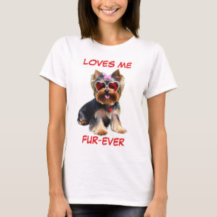 Yorkie Yorkshire Terrier Hart-vormige Zonnebril T-shirt