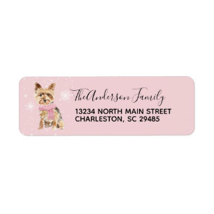 Yorkie Yorkshire Terrier Holiday - kerstadres Etiket