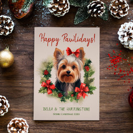 Yorkie Yorkshire Terrier Hond Kerstmis Feestdagenkaart