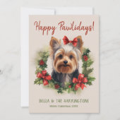 Yorkie Yorkshire Terrier Hond Kerstmis Feestdagenkaart (Voorkant)