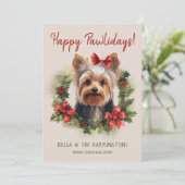 Yorkie Yorkshire Terrier Hond Kerstmis Feestdagenkaart (Staand voorkant)