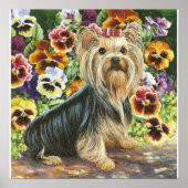 Yorkie Yorkshire Terrier in Pansies Print (Voorkant)
