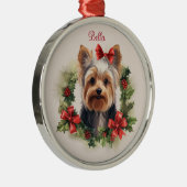 Yorkie Yorkshire Terrier Kerst Huisdier Memorial Metalen Ornament (Rechts)