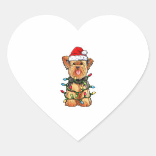Yorkie Yorkshire Terrier Kerstboom Licht Hart Sticker