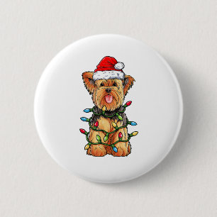 Yorkie Yorkshire Terrier Kerstboom Licht Ronde Button 5,7 Cm