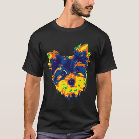 Yorkie Yorkshire Terrier Kunst Kleurschilderij Gif T-shirt (Voorkant)