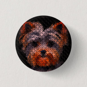 Yorkie, Yorkshire Terrier, Puppy Ronde Button 3,2 Cm